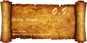 Ochs Irma névjegykártya